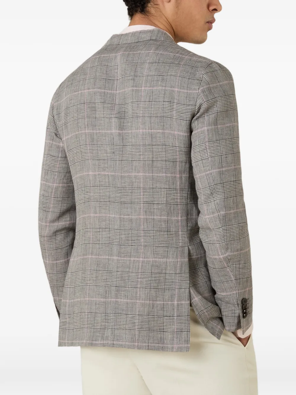 Boglioli K-Jacket geruite linnen blazer Grijs