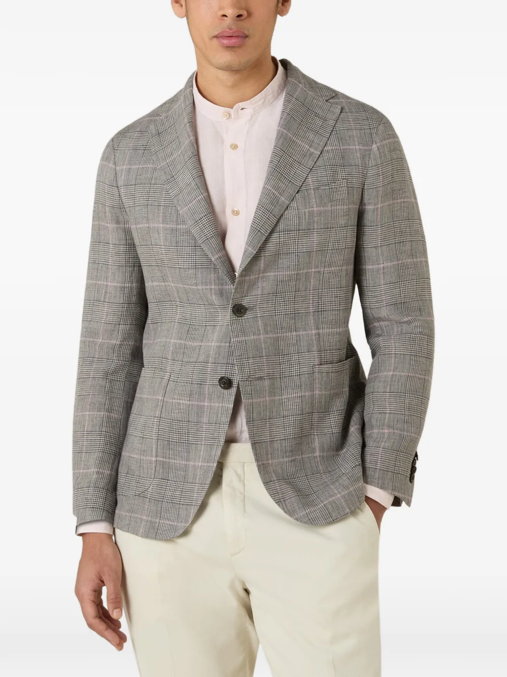 Boglioli K-Jacket geruite linnen blazer Grijs