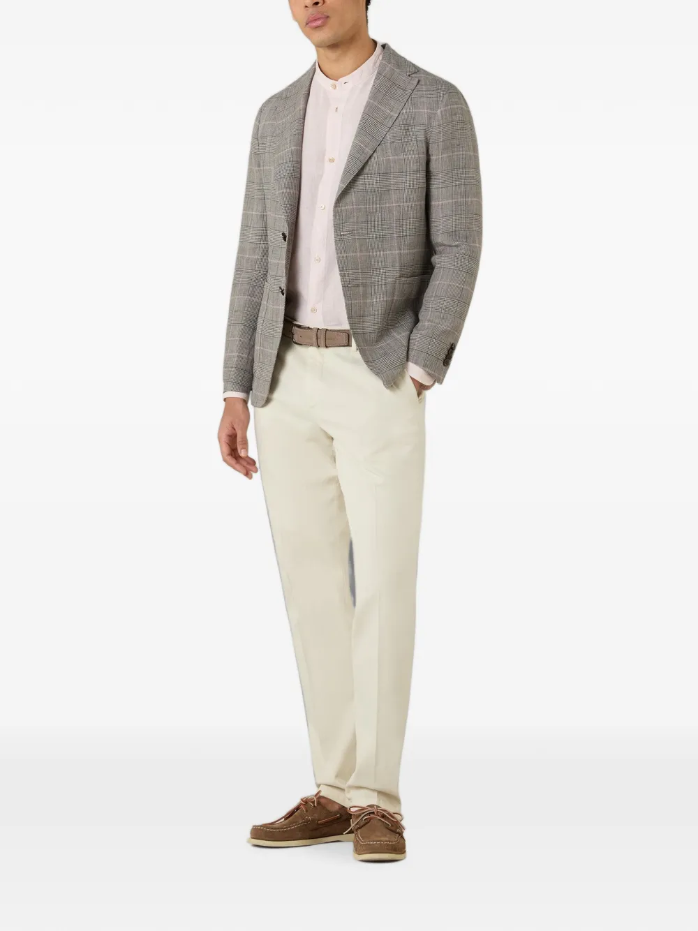 Boglioli K-Jacket geruite linnen blazer Grijs
