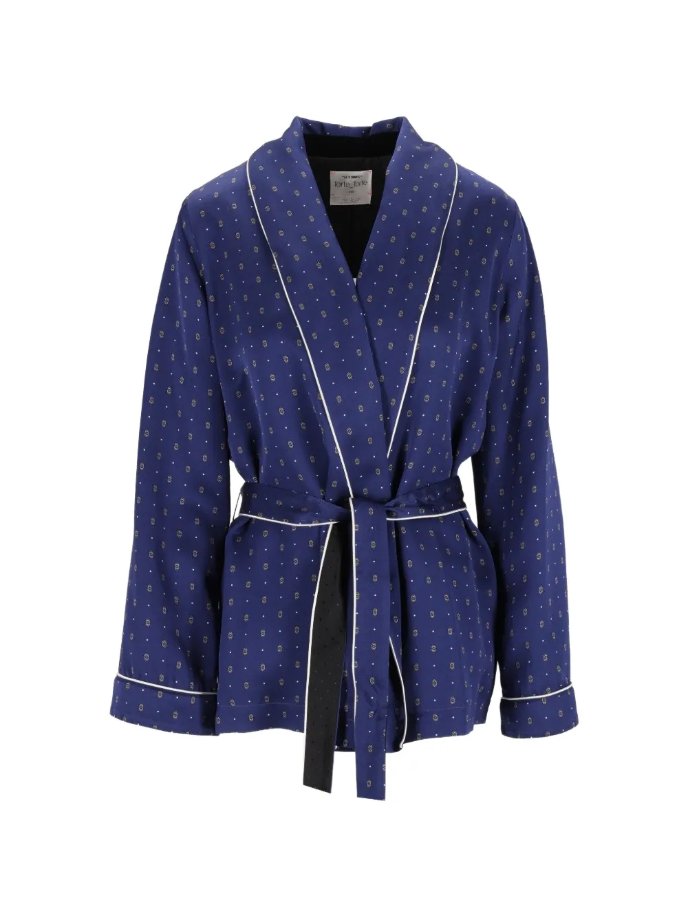 Forte Forte Patterned Belted Robe In Blue