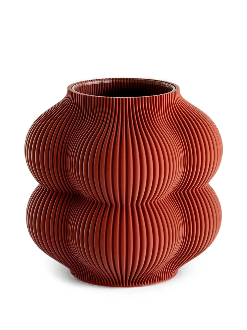 Sheyn Little Peach Ribbed Vase In Red