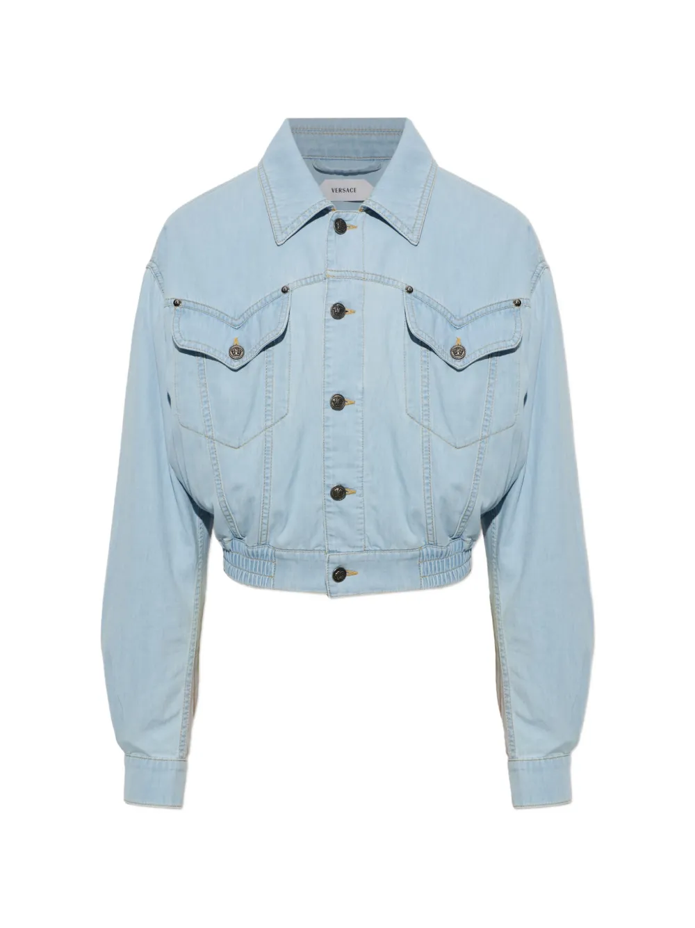 Versace elasticated-waist denim jacket - Blu