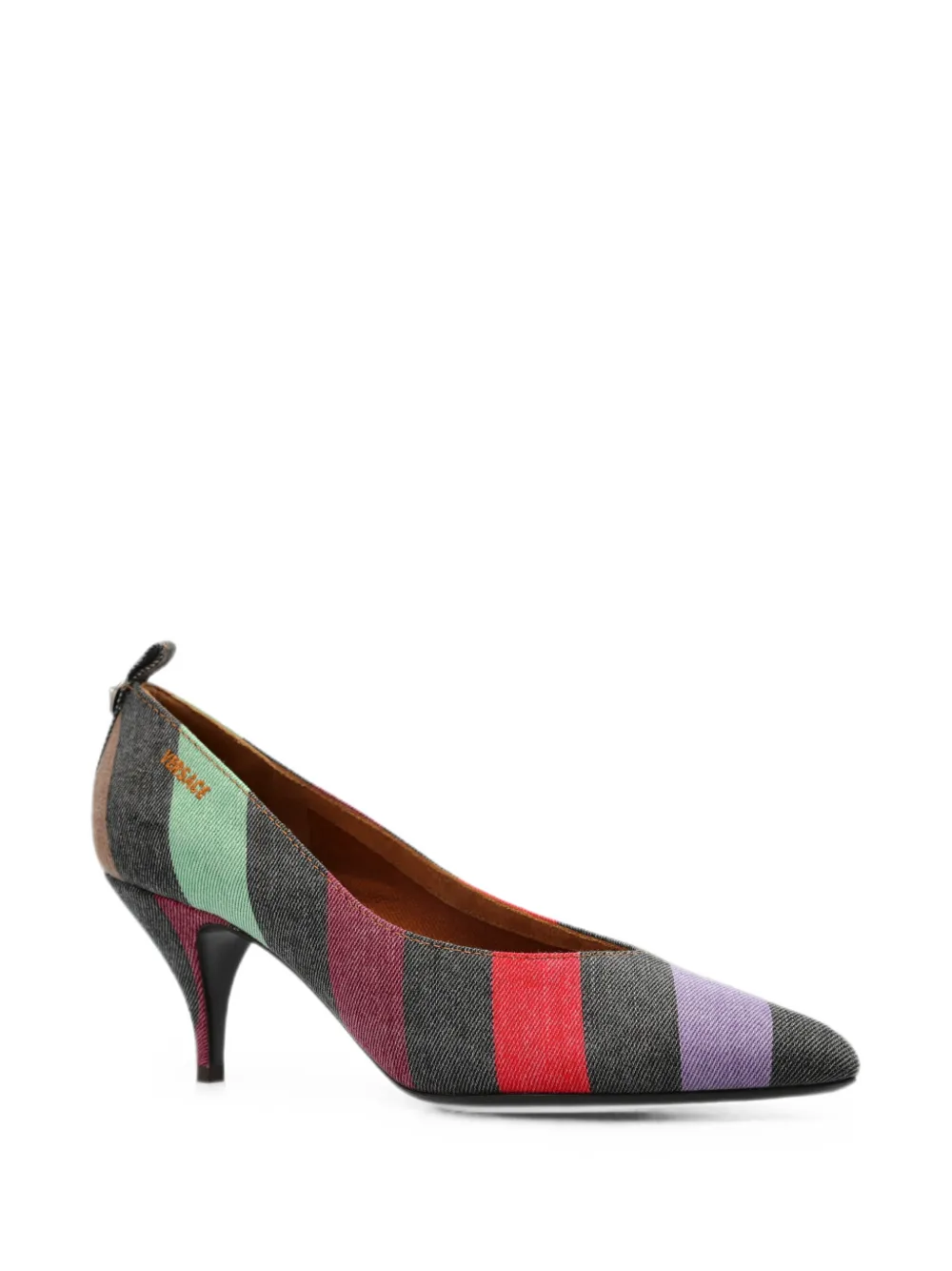 Versace tina striped pumps Zwart