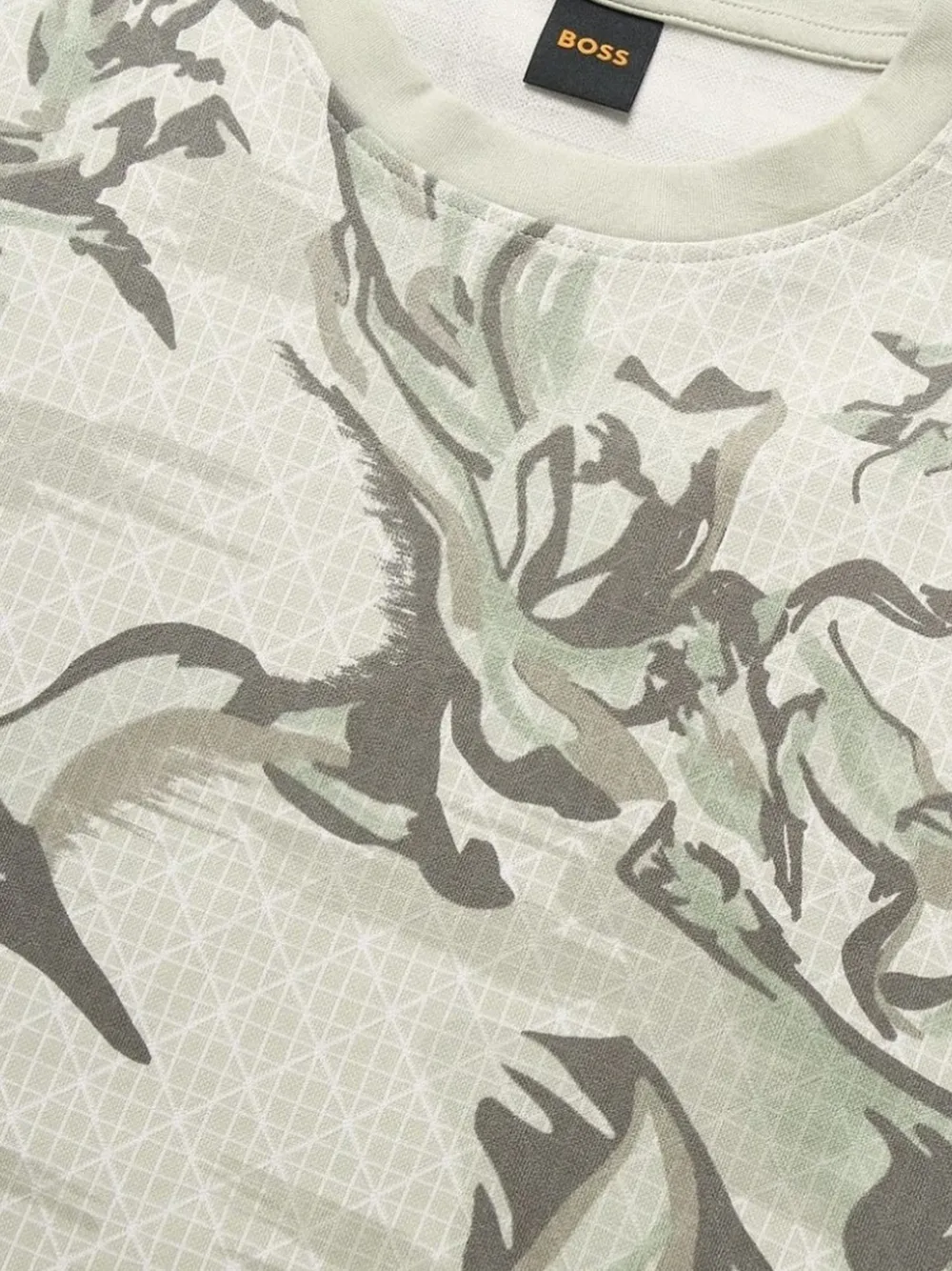 BOSS Katoenen T-shirt met abstracte print Beige
