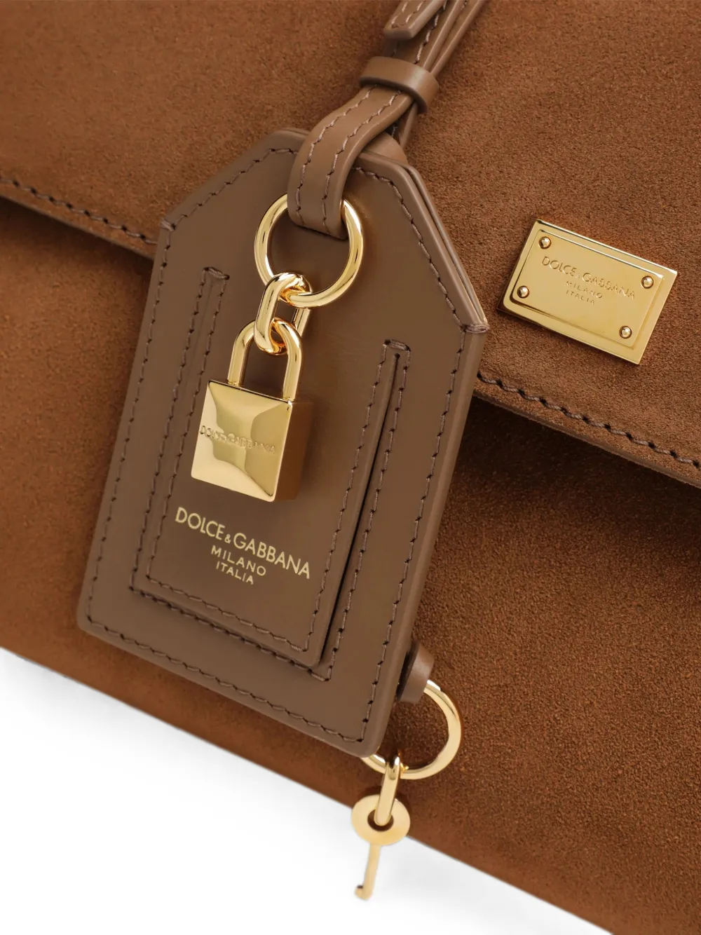 Dolce & Gabbana My Sicily medium handtas van kalfsleer met split Bruin