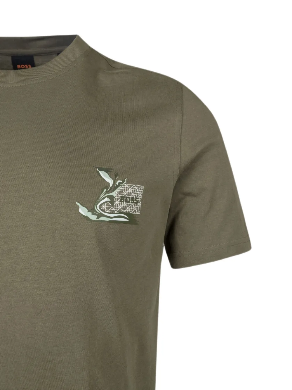 BOSS Katoenen T-shirt met logoprint Groen