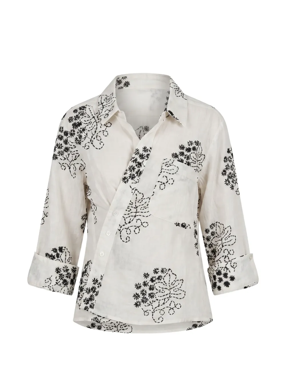 CISSA embroidered asymmetric blouse - Bianco
