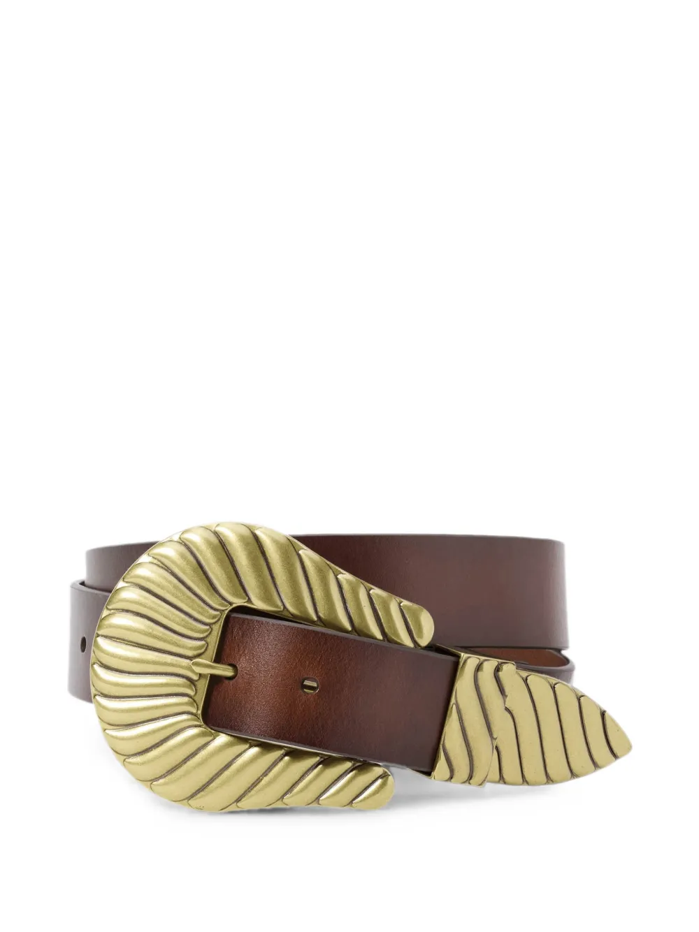 The Great. engraved-buckle calf leather belt - Marrone