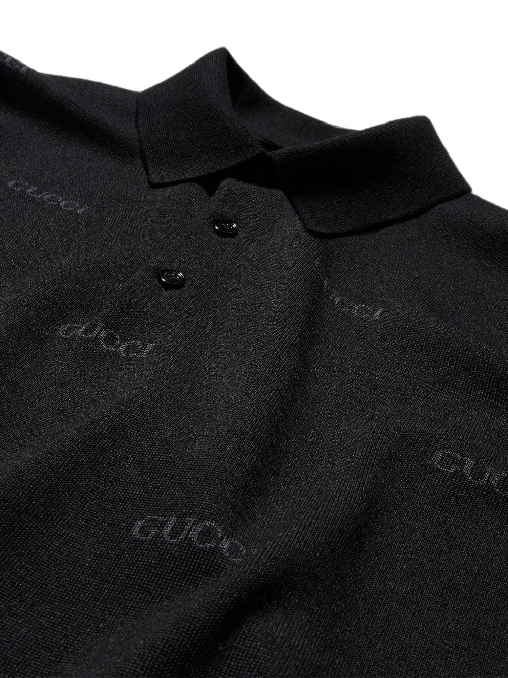 Gucci Zijden wollen poloshirt met -jacquard Zwart