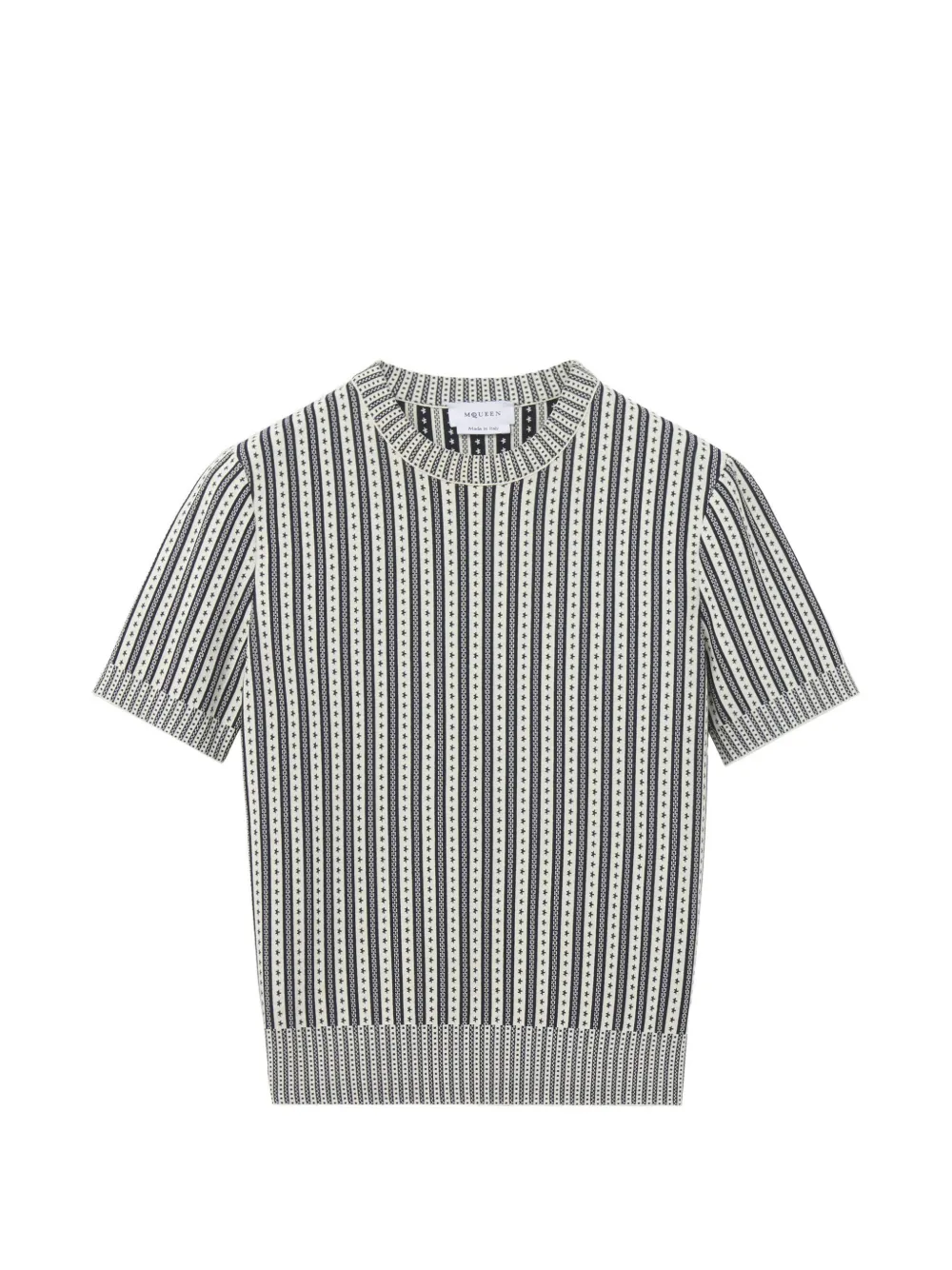 Alexander McQueen striped knit top in ivory/navy - Nude