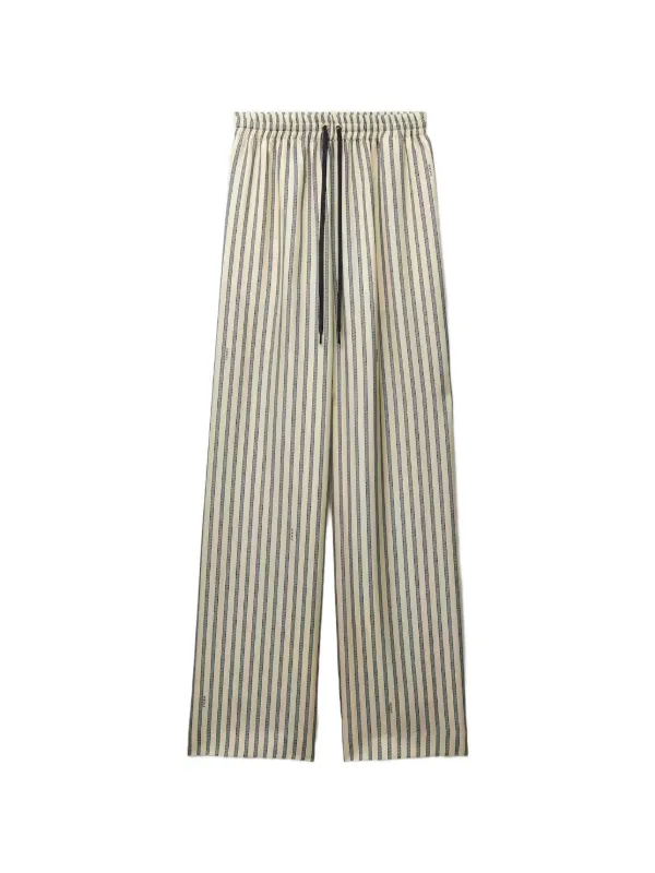 Versace Printed Silk Twill Pajama-style Trousers in Neutrals