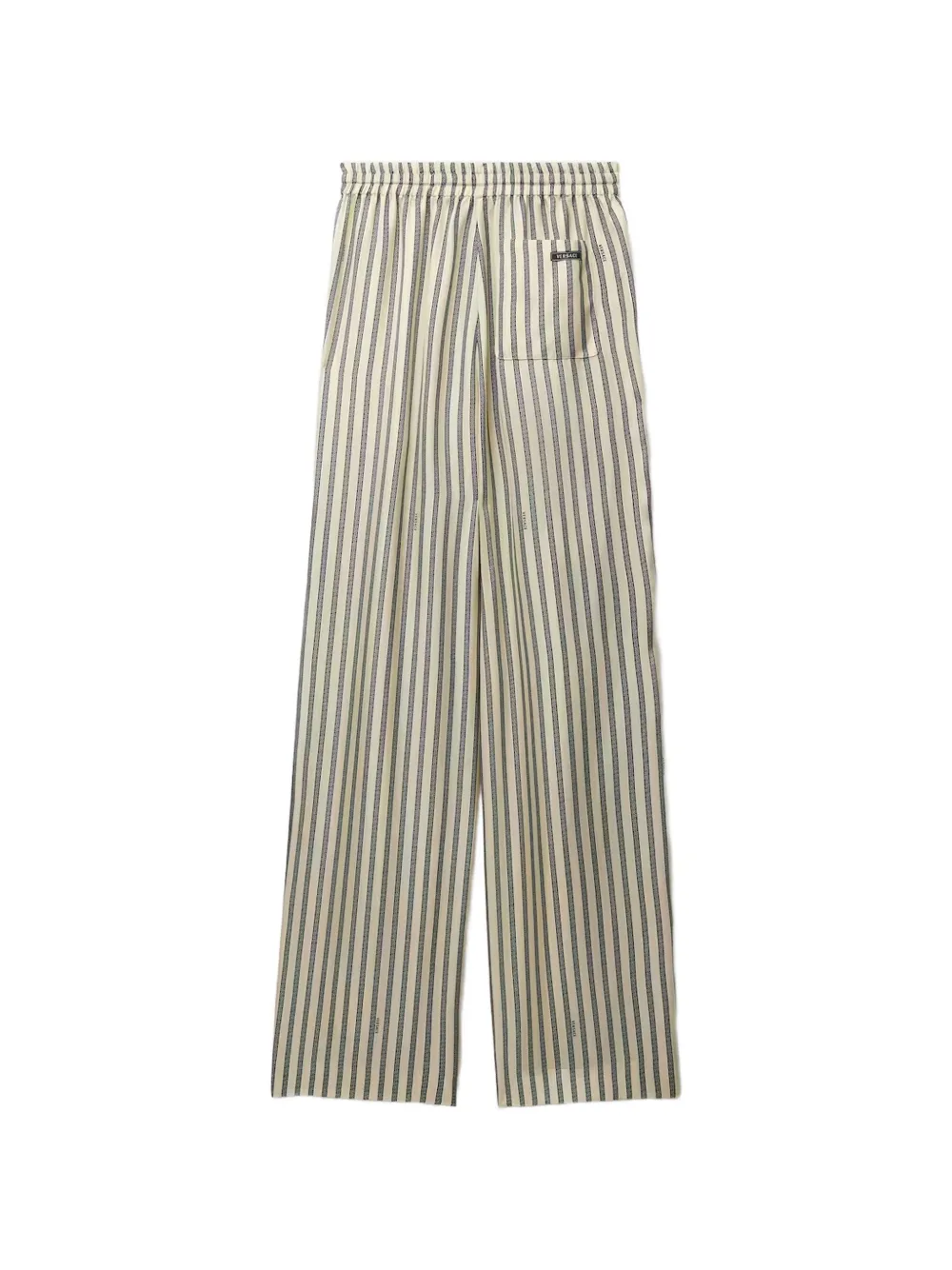 Versace Pyjamabroek van zijden twill met print Beige