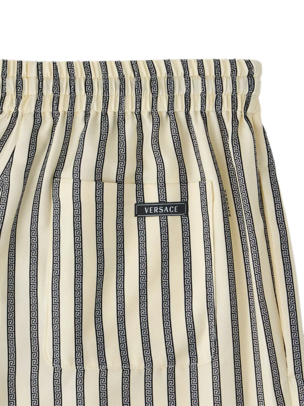 Versace Pyjamabroek van zijden twill met print Beige