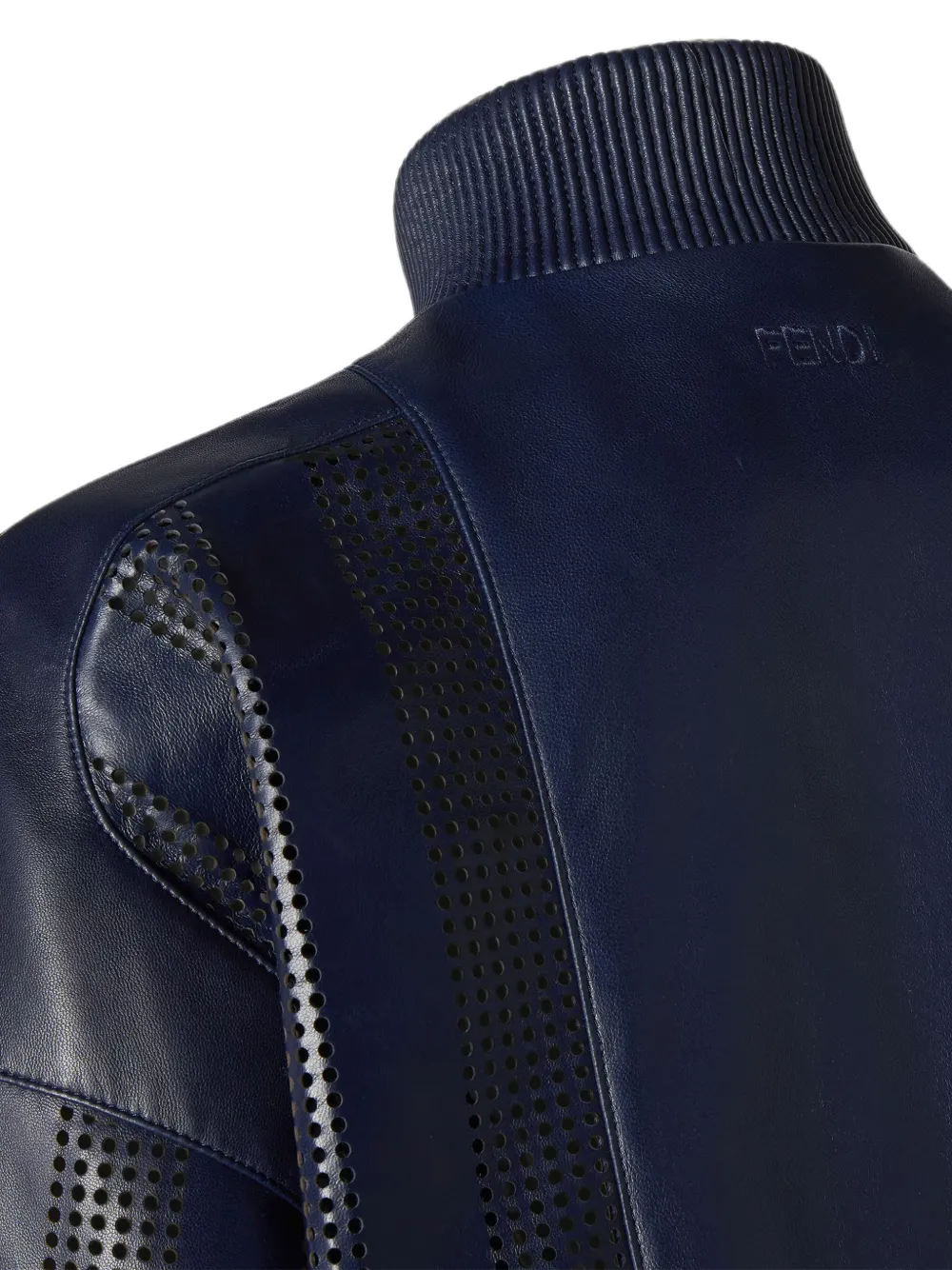 FENDI Nappa leren jack met geperforeerde details Blauw