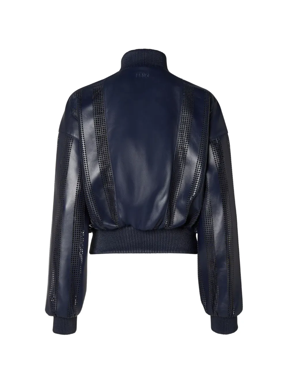 FENDI Nappa leren jack met geperforeerde details Blauw