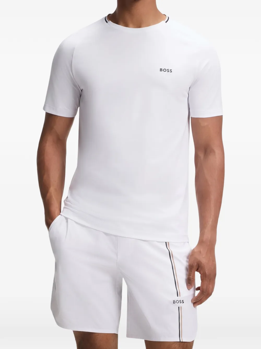 BOSS T-shirt met logoprint Wit