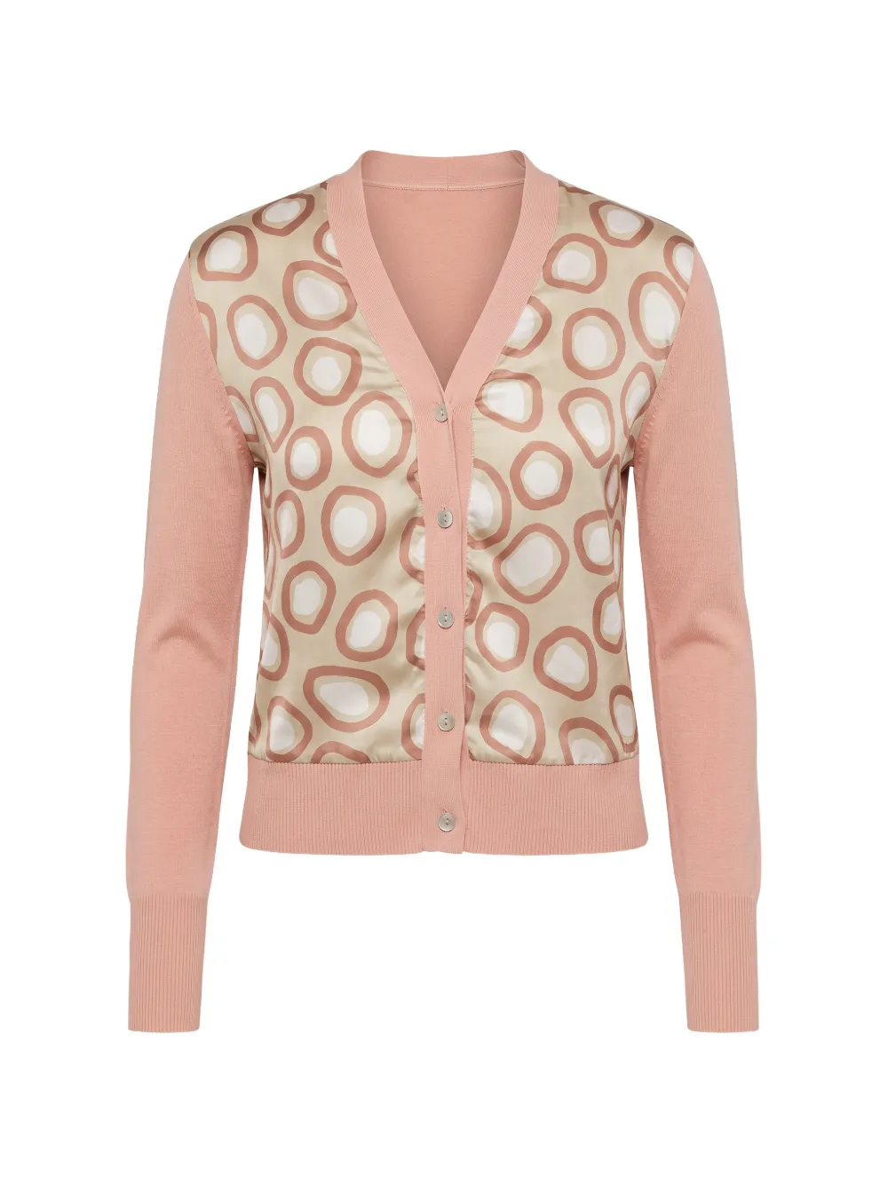 IN BED WITH YOU geometric-print panelled cardigan - Rosa
