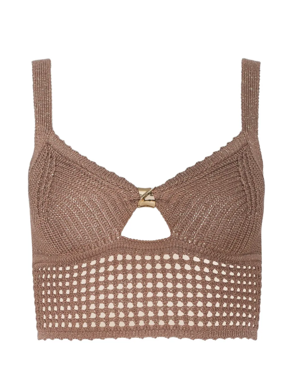 L'Agence Tracy metallic-knit bralette - Marrone