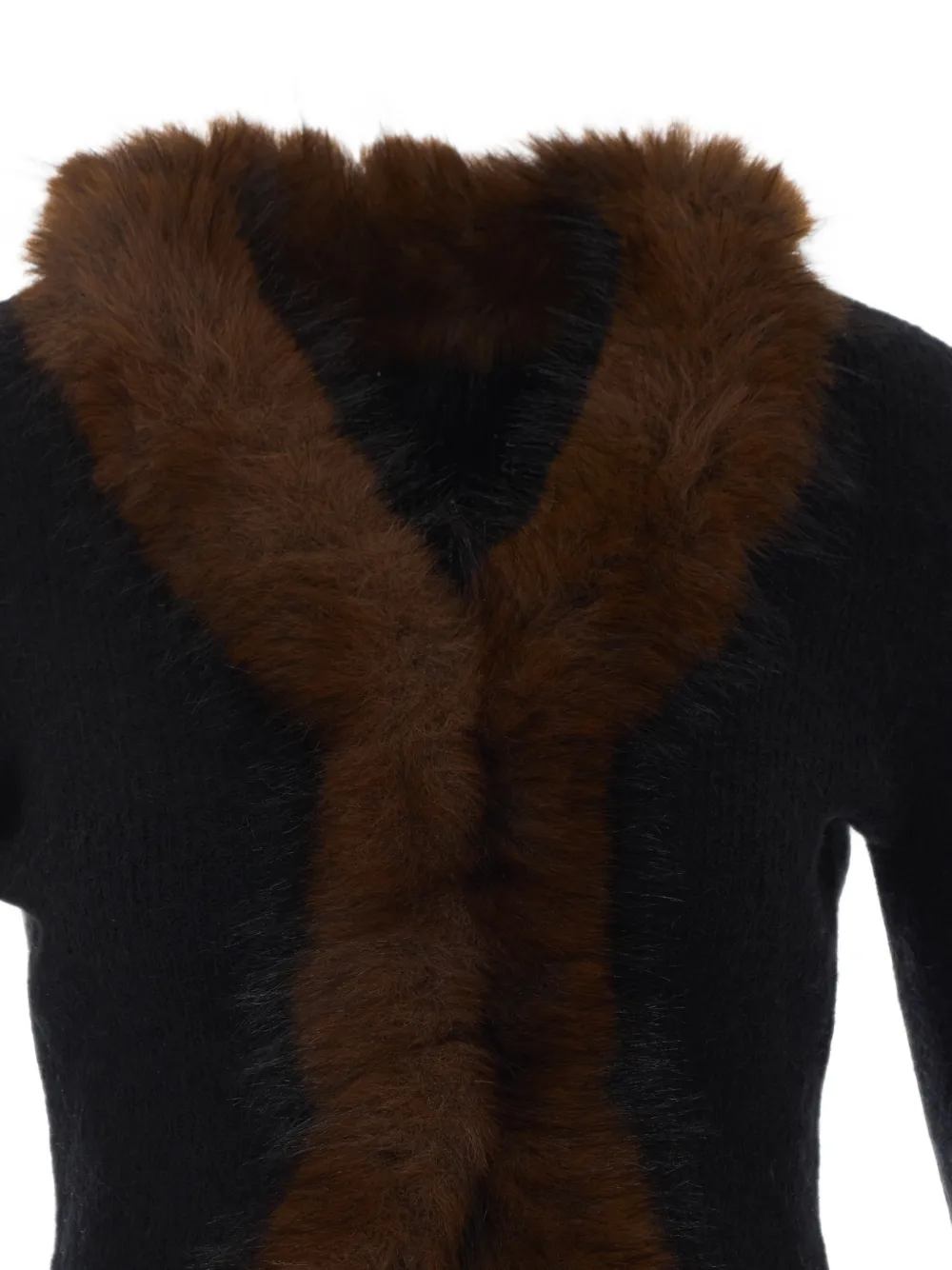 Self-Portrait Gebreid vest van imitatiebont Zwart
