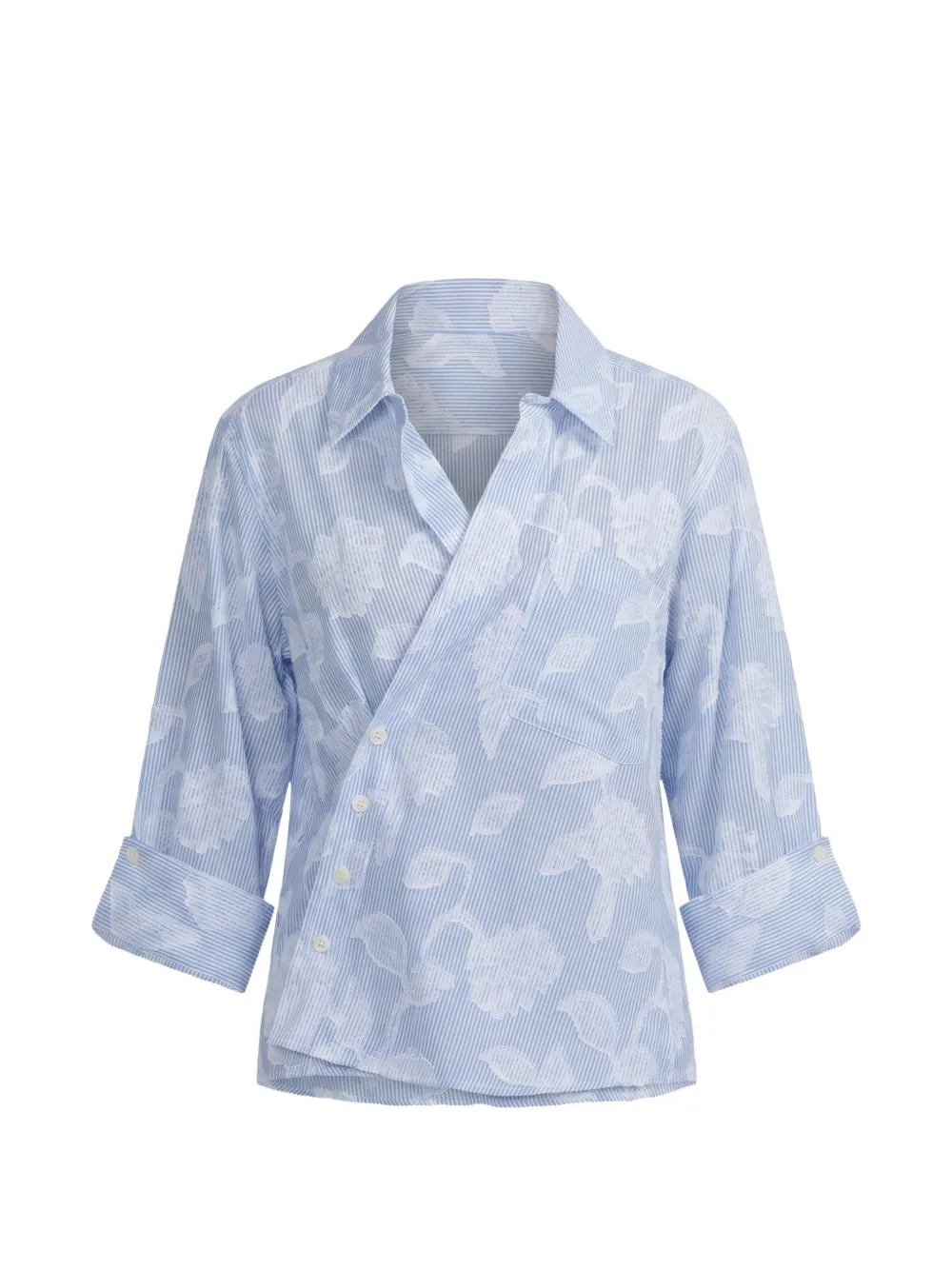 CISSA asymmetric floral-jacquard shirt - Blau