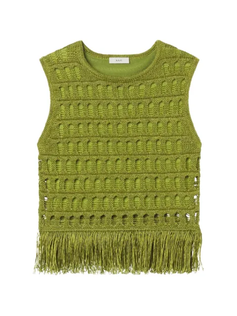 A.L.C. Esme fringed pointelle-knit top