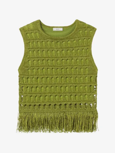 A.L.C. Esme fringed pointelle-knit top