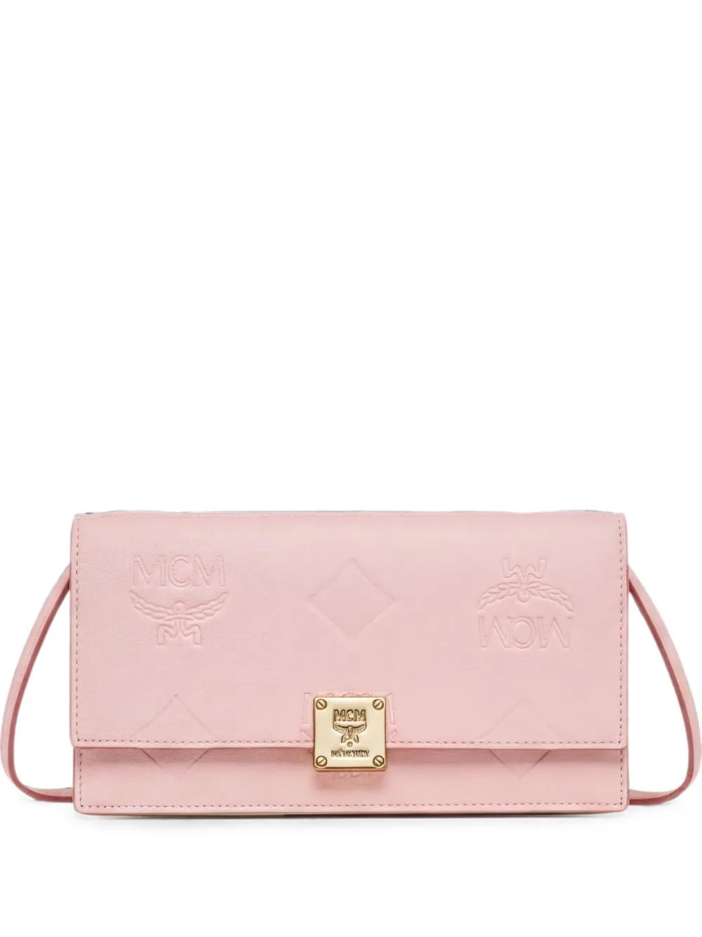 MCM Schultertasche mit Logo-Prägung - Rosa