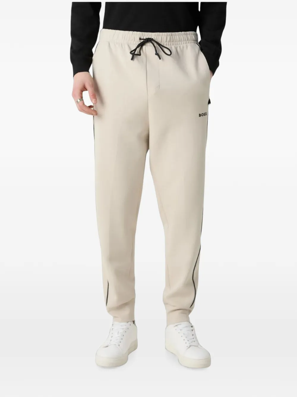 BOSS Trainingsbroek met trekkoordtaille Beige