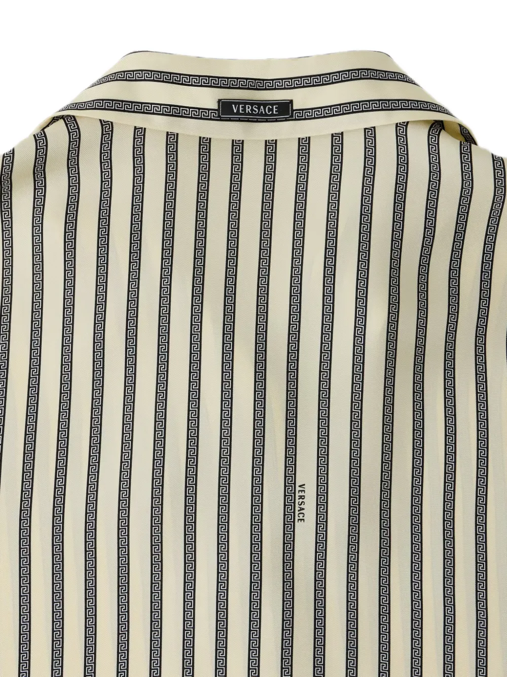 Versace Zijden twill blouse met print Beige