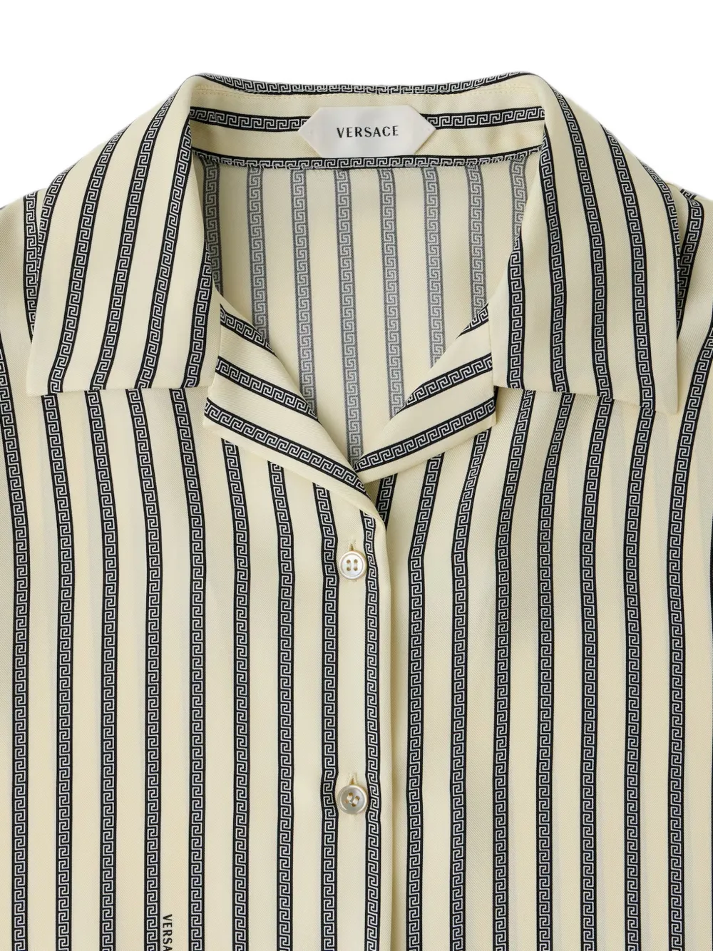 Versace Zijden twill blouse met print Beige