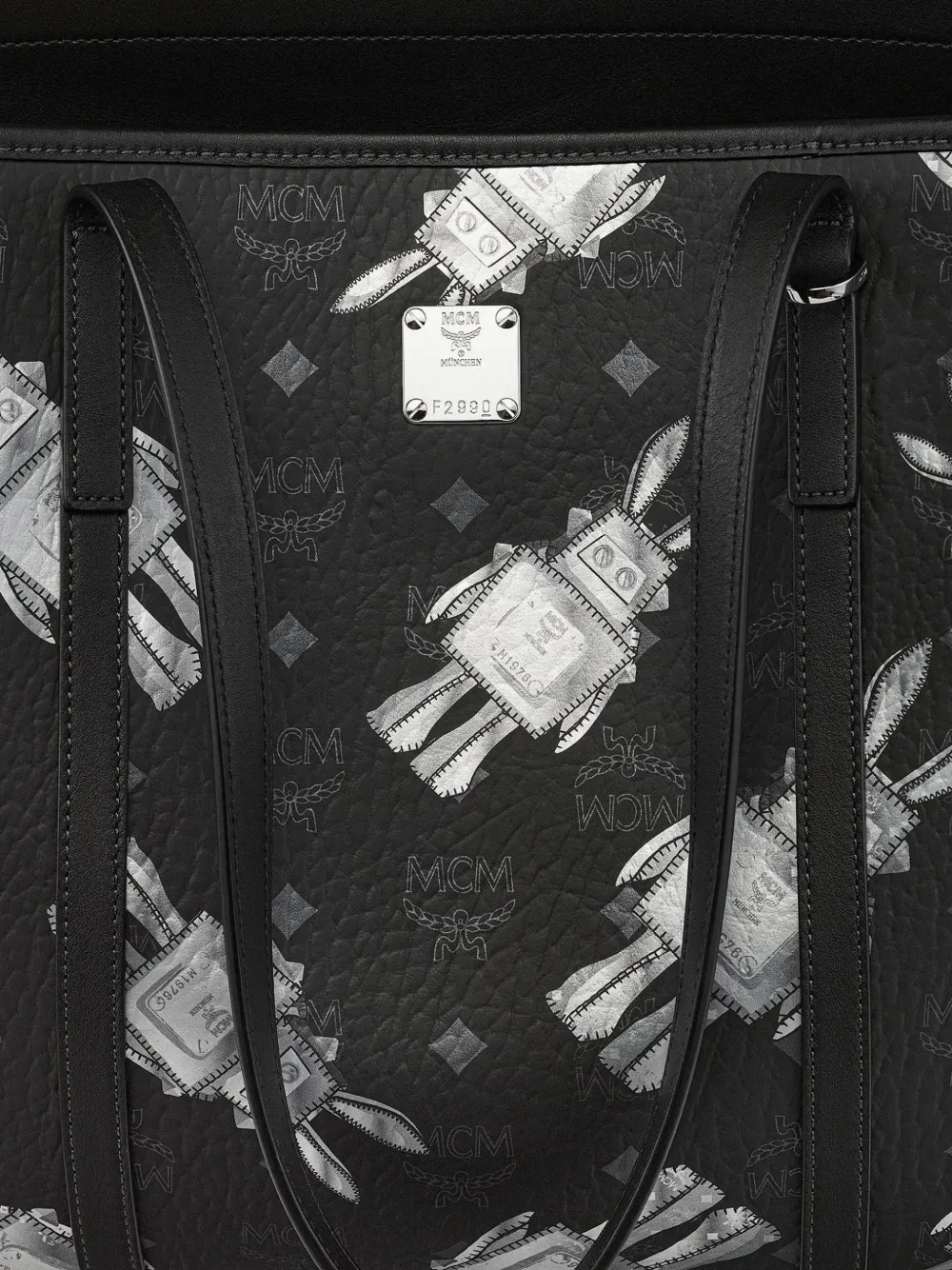 MCM Shopper met Visetos-print en konijnenpatroon Zwart