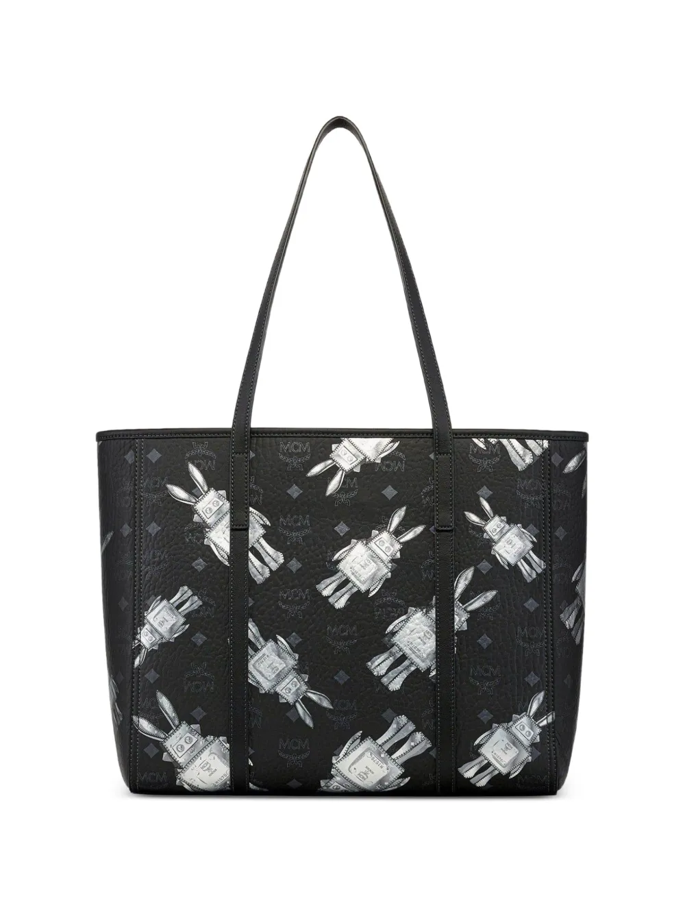 MCM Shopper met Visetos-print en konijnenpatroon Zwart