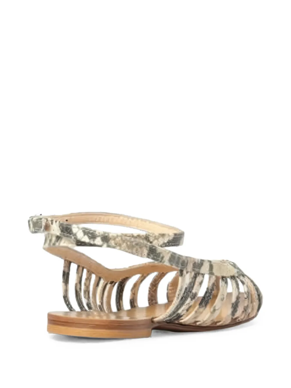 Anna F. snake-effect caged sandals Beige