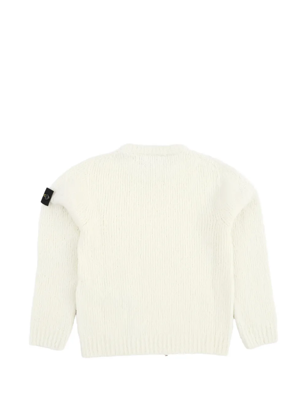 Stone Island Junior logo-patch ribbed-knit sweater Wit