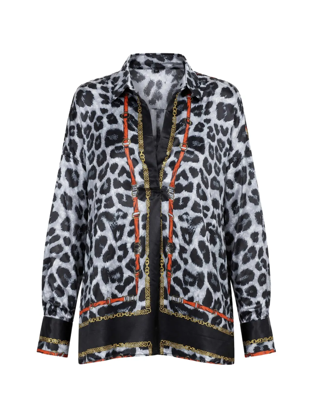 LARA leopard-print chain-link shirt - Grau