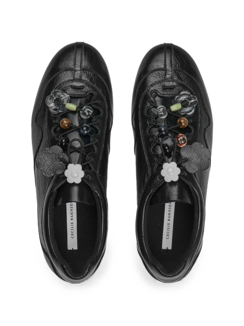 Cecilie Bahnsen Blaise bead-embellished leather sneakers Zwart