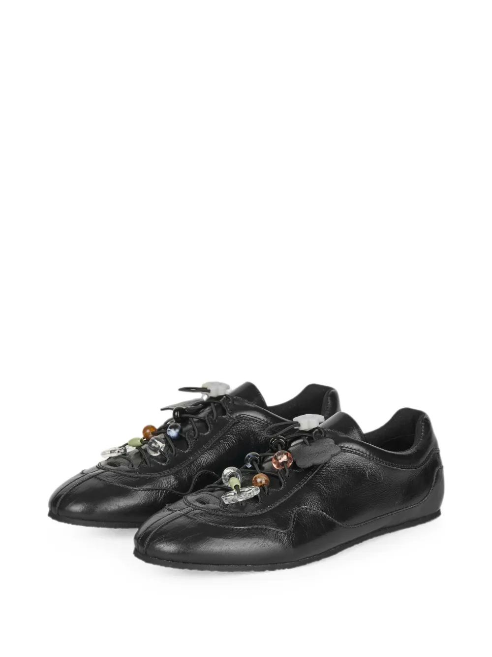 Cecilie Bahnsen Blaise bead-embellished leather sneakers Zwart