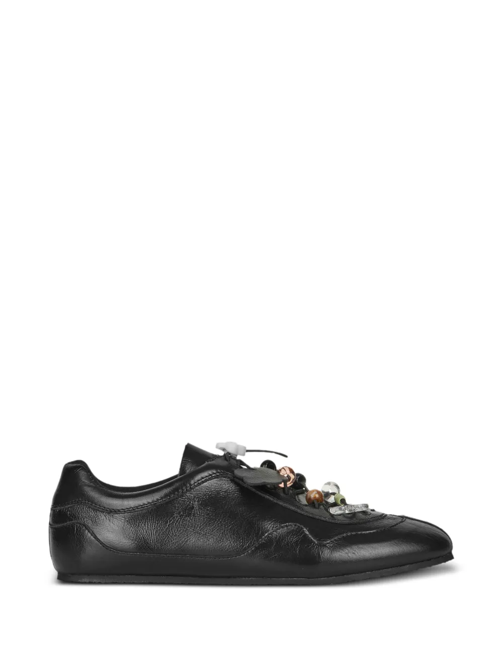 Cecilie Bahnsen Blaise bead-embellished leather sneakers Zwart