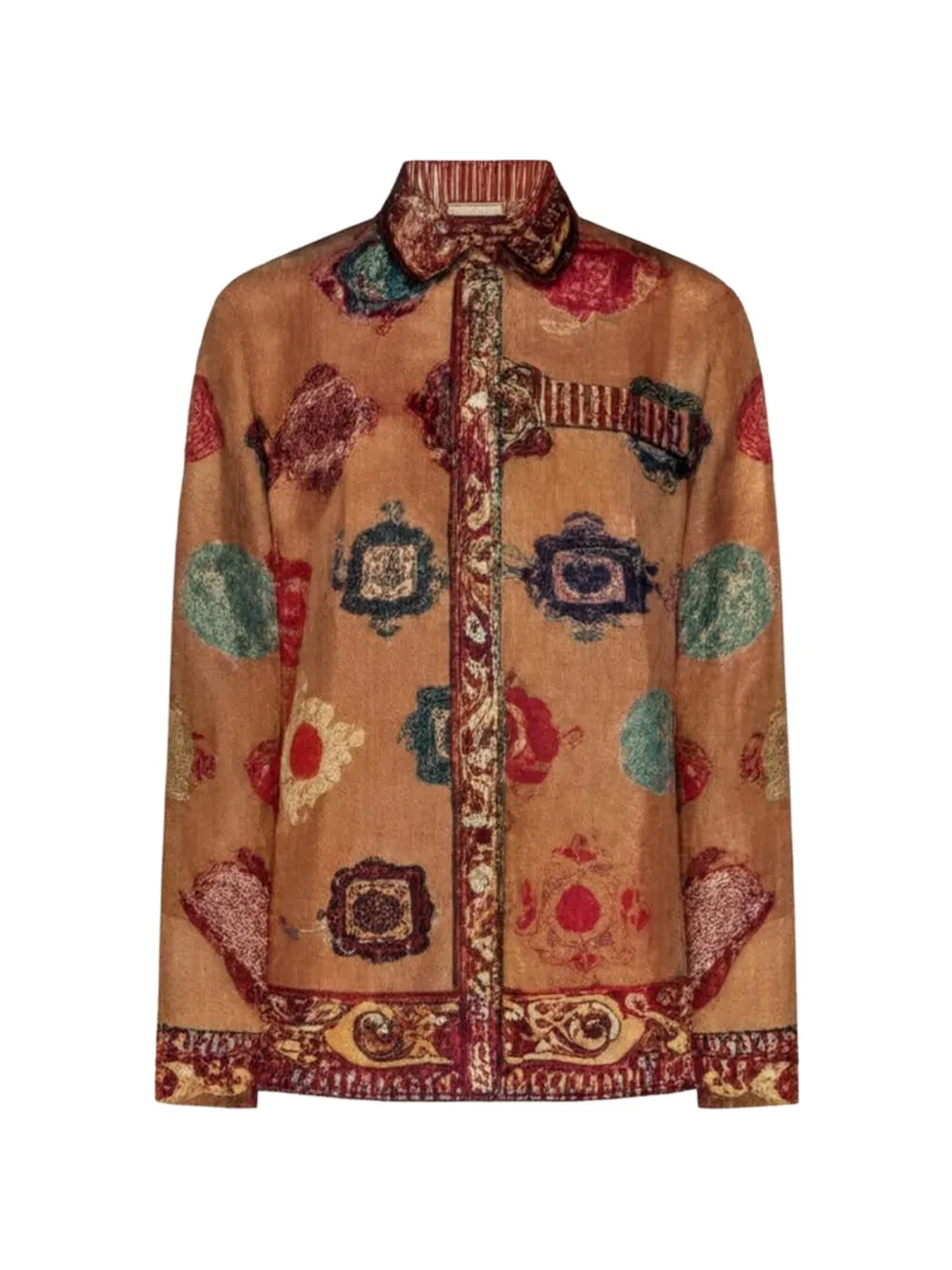 Pierre-Louis Mascia geometric-print silk shirt - Nude