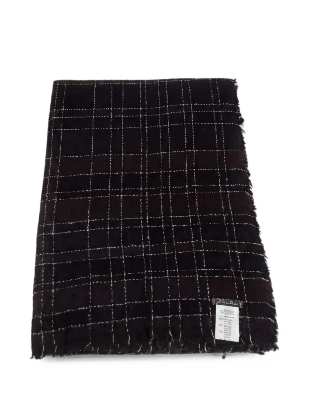 Faliero Sarti check-pattern frayed scarf - Schwarz
