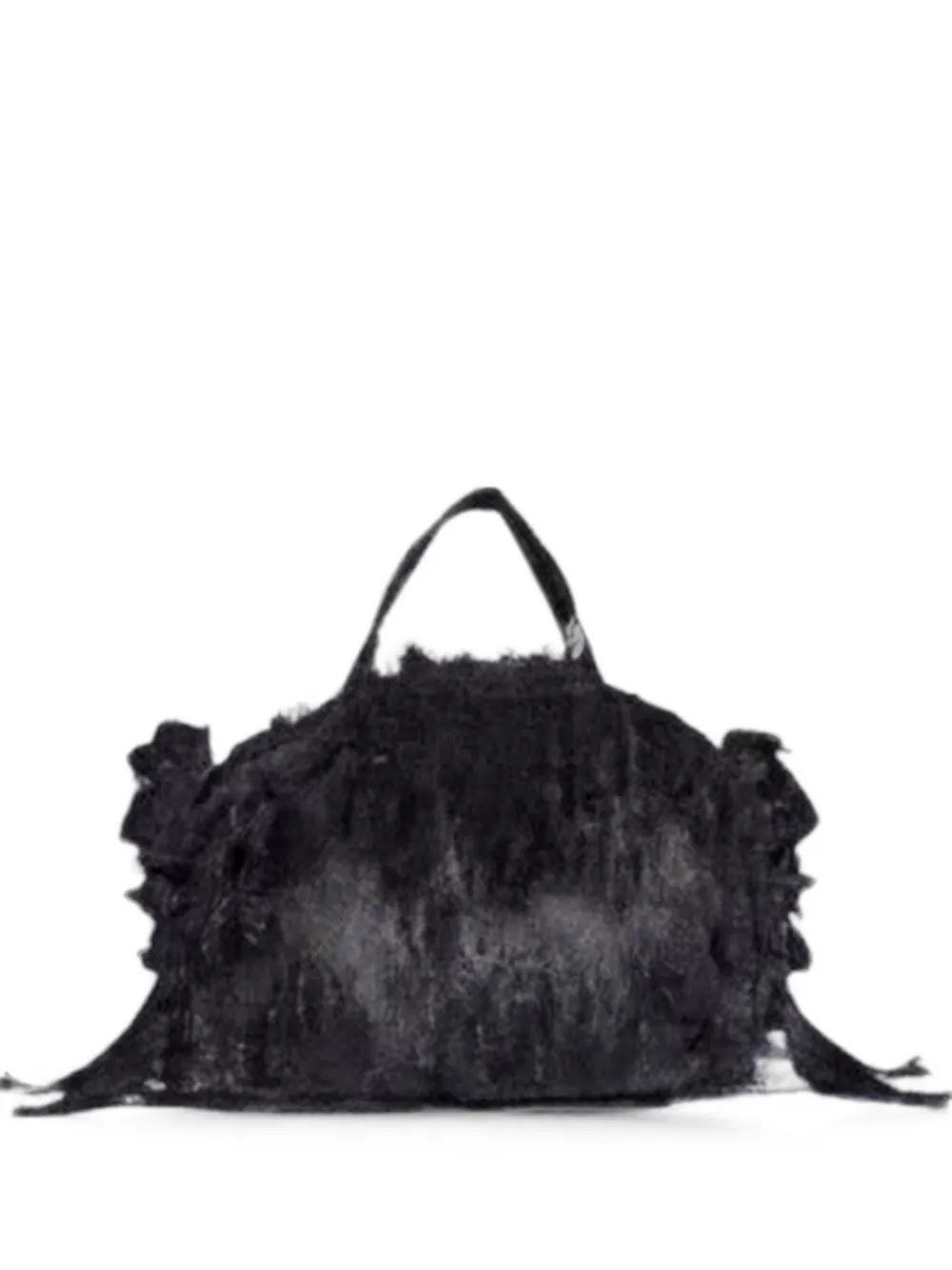 Simone Rocha mini faux-fur beaded-rosette clutch bag - Nero