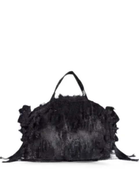 Simone Rocha mini faux-fur beaded-rosette clutch bag