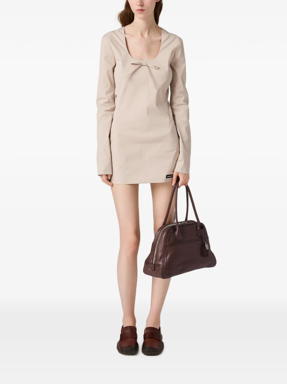 Miu Stretch popeline mini-jurk Beige