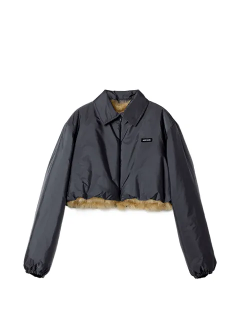 Miu Miu technical fabric and shearling windbreaker