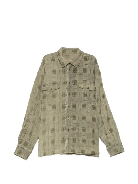 Uma Wang checked frayed-edge shirt