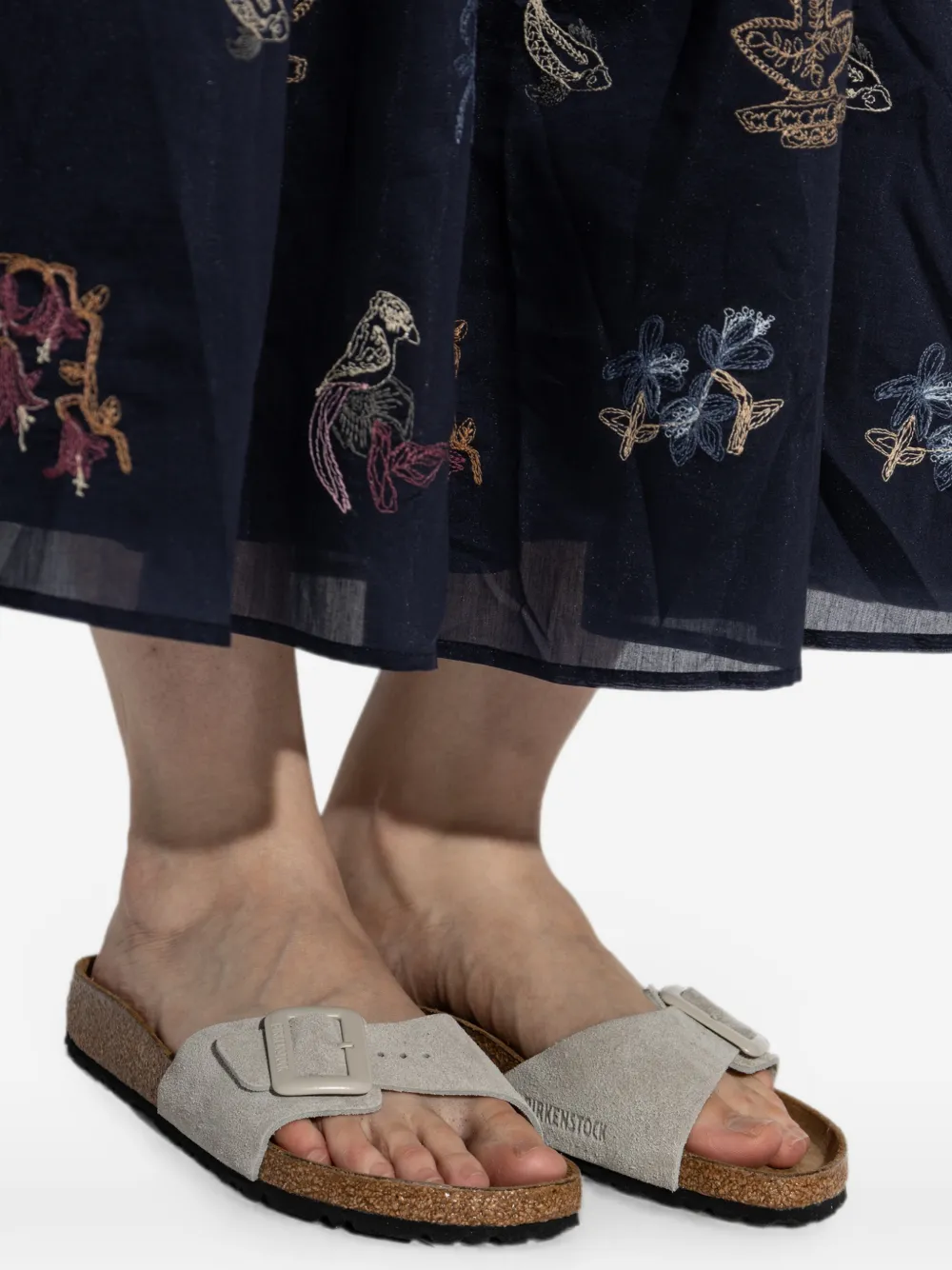 Birkenstock Madrid buckle suede slides Grijs