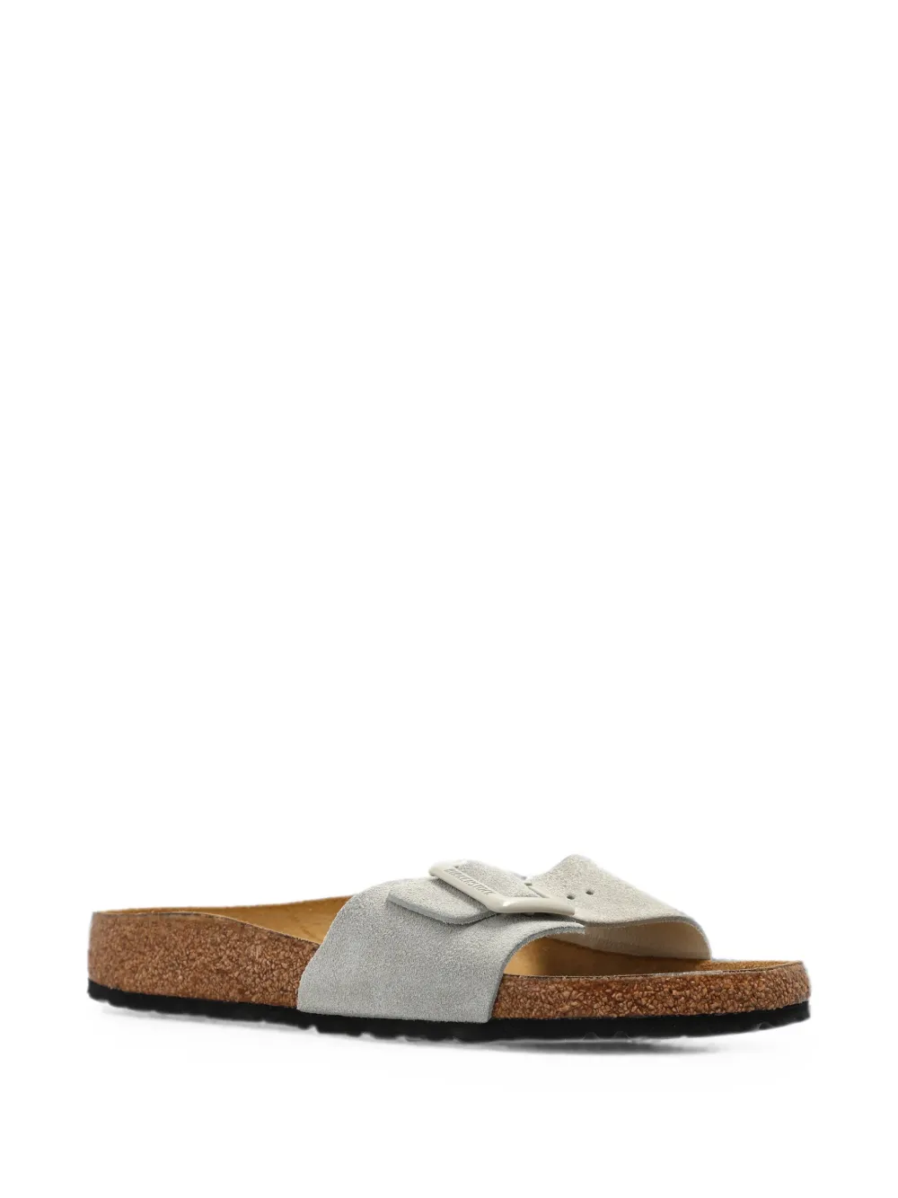 Birkenstock Madrid buckle suede slides Grijs