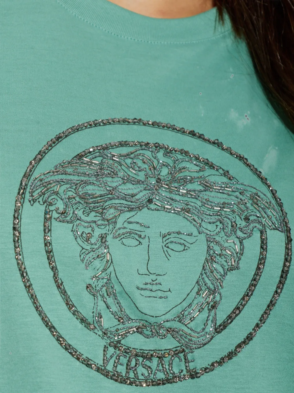 Versace Medusa T-shirt verfraaid met kristallen Groen