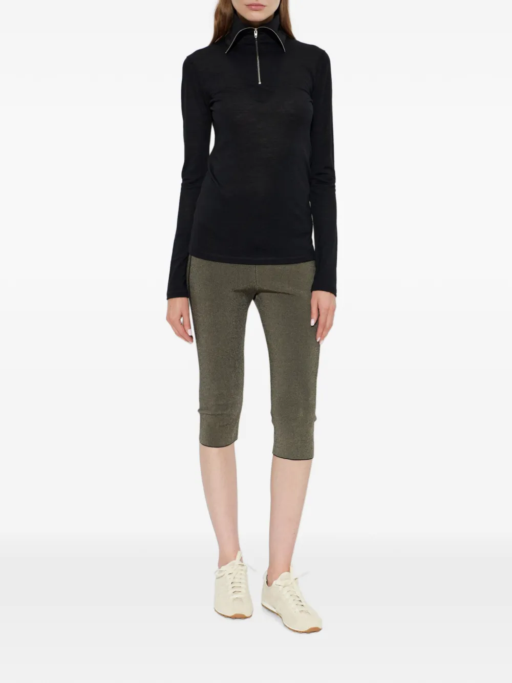 Jil Sander Top met kwartrits Zwart
