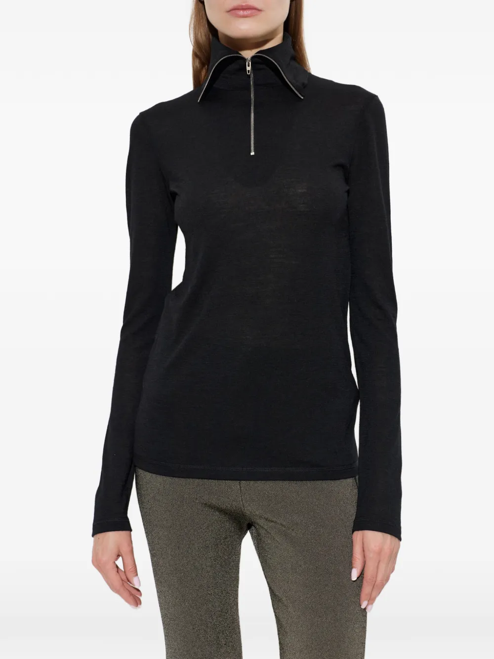 Jil Sander Top met kwartrits Zwart